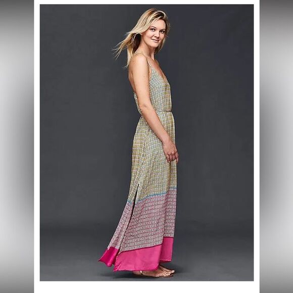 Gap Maxi Dress Women's Size Small Tall Dual Spaghetti Straps Sleeveless - Picture 2 of 9